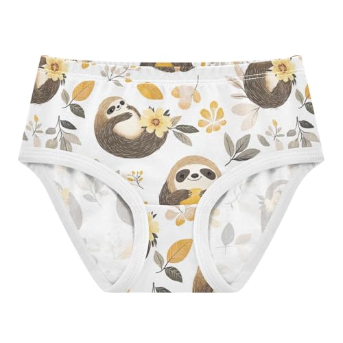 Wusikd Sloth Flowers Girls' Underwear Cotton Leaves Girls Briefs Soft Toddler Underwear 2T