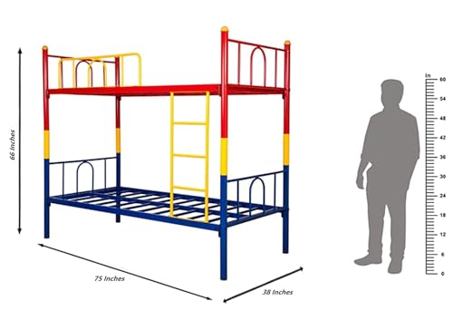 Image of Trios Single Size Kids Bunk Bed Without Storage Twin Over Twin Metal Bunk Beds for Kids | Double Decker Bed for Kids Room Furniture | Multicolor - 66 x 75 x 38 Inch(Design 3 (Multicolor-2)