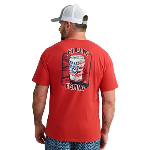 HUK Men's Standard Short Sleeve Performance Tee, Fishing T-Shirt, KC Americana-Channel Marker -  H1000548-624-L