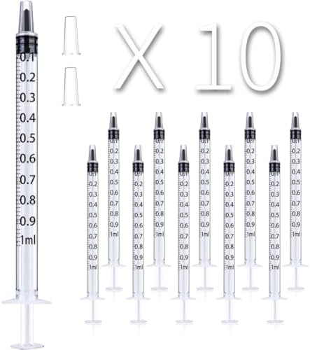 10 Pack 1ml/cc Plastic Syringe Liquid Measuring Syringe Tools Individually Sealed with Measurement for Scientific Labs, Measuring Liquids, Feeding Pets, Medical Student, Oil or Glue Applicator (1ML)