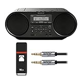 Sony ZSRS60BT CD Boombox with 16GB USB Flash Drive and Audio Cable Bundle (3 Items)