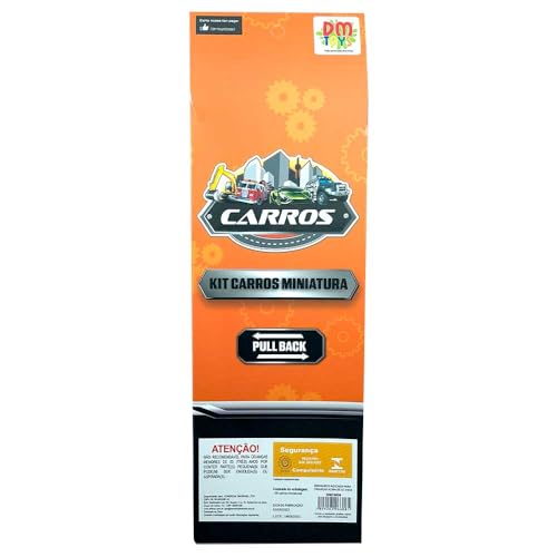 Kit com 6 Mini Carrinhos Sport Pull Back Metal 7,5cm DM Collection