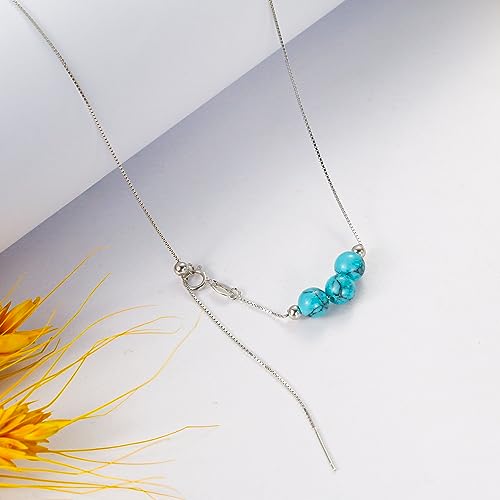 Sterling Silver Turquoise Choker Necklace For Women Dainty Western Turquoise Jewelry As Boho Gifts For Girl, Turquoise Crystals Healing Stones Collar Choker Necklace As Teal Jewelry Gift From Sereney #TOP2
