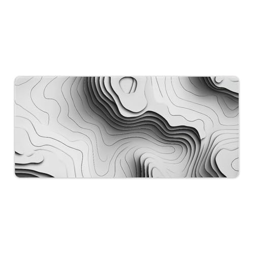 Alfombrilla de ratón topográfica con base de goma antideslizante y bordes cosidos 3XL