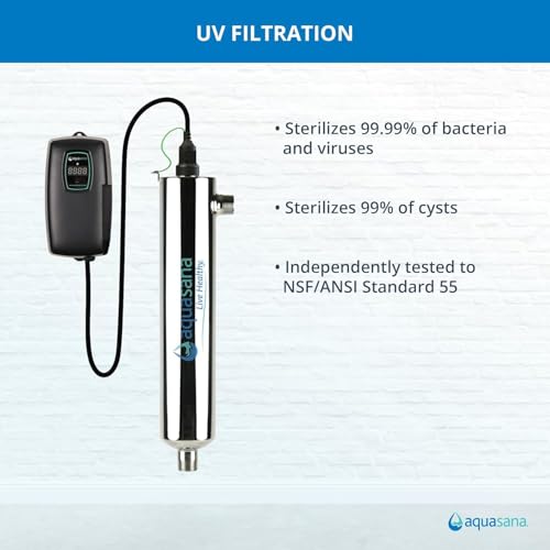 Image of Aquasana Whole House Water Filter System | 1,000,000 Gallons | Salt-Free Softener Alternative | UV, Carbon & KDF | Tackles up to 99.99% Chlorine, Bacteria, Viruses, Sediment & Scale | WH-1000-CS-UV