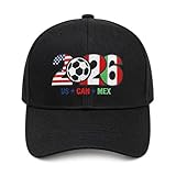 SPVECR 2026 Soccer Fan Baseball Cap, Adjustable Embroidered Look Themed Hat, Cotton Sports Headwear Gift for Football Lovers Black