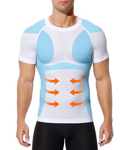 Casey Kevin Camisa Compresión Hombre Manga Corta, Faja Reductora Compresión Adelgazante para Hombre, Camisetas Interiores Delgadas para Abdominales Body Shaper