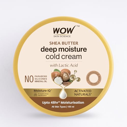 Image of WOW Skin Science Shea Butter Deep Moisture Cold Cream with Lactic Acid | 48Hr Moisturisation | No Parabens, Silicones & Mineral Oil | for All Skin Types | 100ml