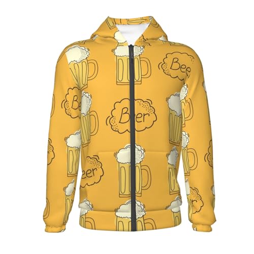 Cartoon Beer Mug Kids Pullover Hoodies Boys Zip Up Sweatshirts Girls Athletic Clothes with Pocket2