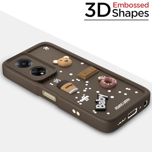 Image of Outlouders Back Cover for Oppo F23 5G | 3D Cartoon Bear Cute Fun Silicone Full Body Protection Bumper Case (Brown)
