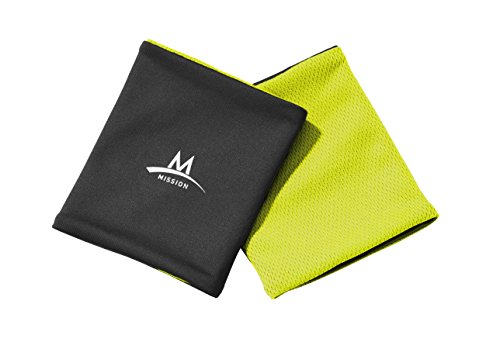 Mission Enduracool Cooling Wristbands, Black/High Vis Green