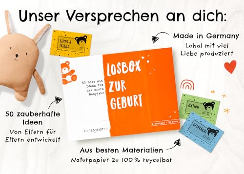 Losbox zur Geburt - Das Geschenk zur Geburt für Mama, Papa & Baby I 50 Lose mit wundervollen Ideen für das erste Jahr I Geschenk zur Geburt für Mädchen & Jungen und Geschenkidee für werdende Eltern