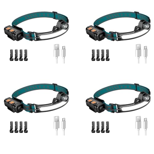 Lampe frontale puissante rechargeable 1000 lumens et accessoires casque de chantier