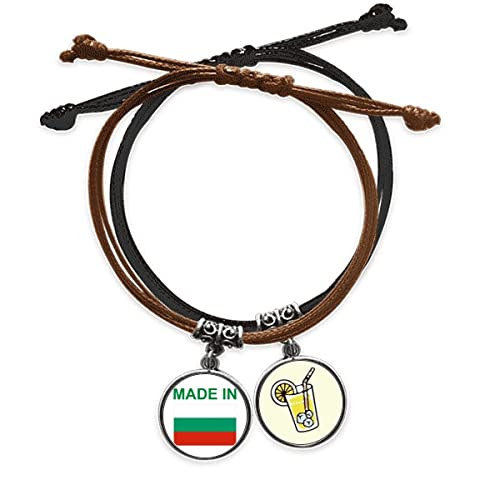 Bracelet Bulgarie en cuir et corde - Cadeau idéal pour homme et femme