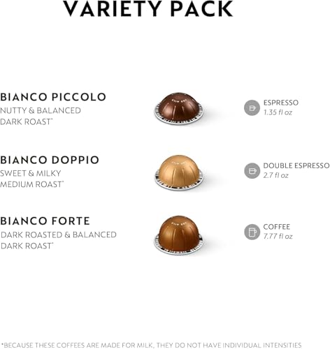 Nespresso Capsules VertuoLine, Bianco Pack, 30-Count Coffee Pods