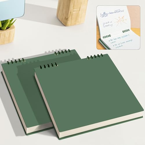 SpiralScgv 2 Pack A5 Spiral Notebooks for School, Office - 120 Pages Thick Paper, College Ruled, Minimalist Writing Journals, Durable Hardcover & Waterproof Design(Green)