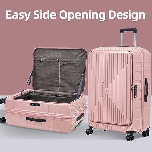 Image of Kaleenie 29 Inch Luggage with Expansion & Side Opening Design, 50 * 31(35)*76cm, 117L~133L Ligthweight ABS+PC Hardshell Checked Suitcase, TSA Lock & YKK Zipper with HINOMOTO 360 Wheels, Pink