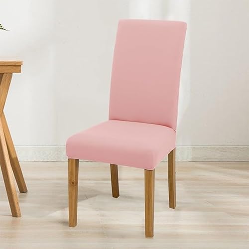 Hixingo Fundas Sillas de Comedor 1 2 4 6 Pack Colores Sólidos Sencillos,Elásticas Fundas para Sillas,Lavables Funda Sillas Comedor,Fundas Sillas Ajustables (Rosa Claro,1 Pack)