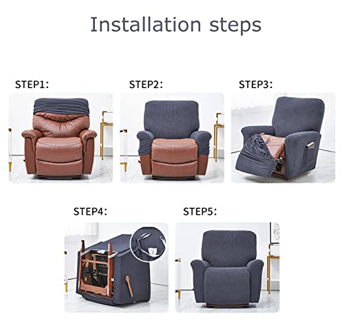 Juego de fundas for sillón reclinable jacquard morado con bolsillo lateral 7