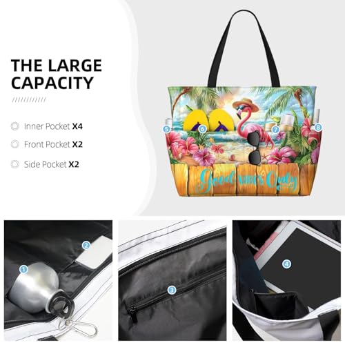 Beach Bags for Women, Large Beach Tote Bag Waterproof Sandproof with Zipper, Lightweight Foldable Swim Pool Bag2