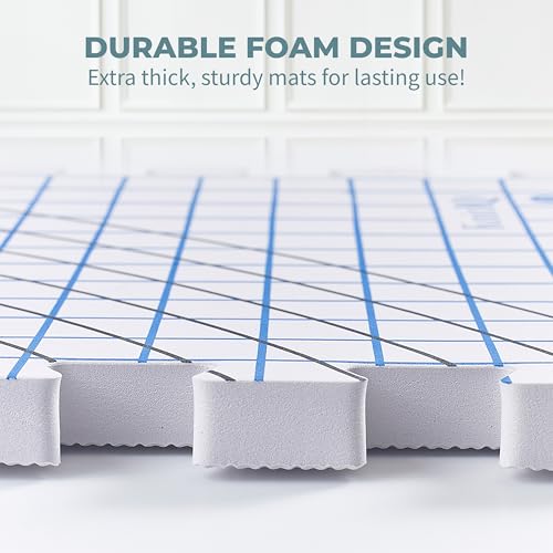 Image of Blocking Mats for Knitting and Crochet Projects - Extra Thick 0.75 Inch Interlocking Blocking Boards with Circular Gridlines - 150 T-Pins and Storage Bag for Knitting Accessories - Pack of 9