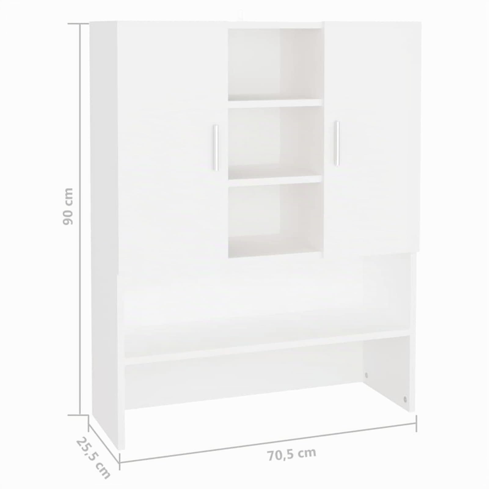 Homgoday Casa Mueble para lavadora blanco 70,5 x 25,5 x 90 cm, armario para lavadora, mueble de baño ahorra espacio, estantería de baño