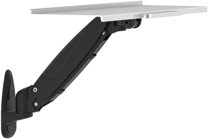 OLLO: Wall Mounted Gas Spring Monitor Mount with Keyboard Tray,Snap-on Head, 90º/-85º Tilt,180º Rotation,0-18 Lbs.Each Arm, Black, Fits Most 15-27" (WA-1K)