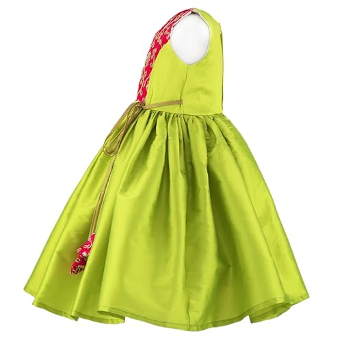 Image of Stanwells Kids Baby Girls Frocks Knee Length Birthday Ruffle Pattern Sleeveless Traditional Beautiful Embroidery Western Frock Princess Birthday Dress for Girls