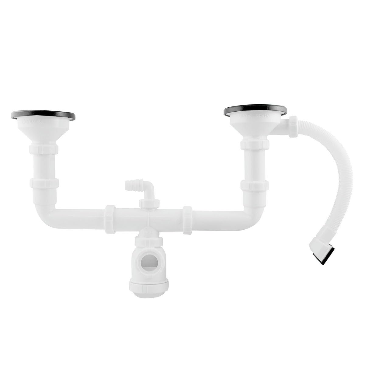 Siphon double 1 1/2 ALFA 21814 avec bonde à panier pour évier de cuisine
