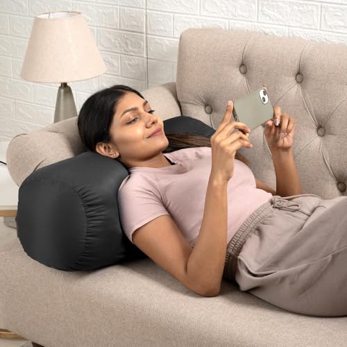Image of Wakefit Soft Bolster Pillow | Set of 2 | 25x10 Inch | Hollow Fiber Filling & 100 GSM Peach Finished Fabric | Machine Washable Pillows | for Bed, Sofa & Diwan - Black Beauty