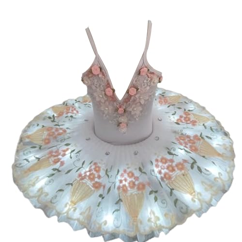 Costume de compétition de ballet lumineux avec camisole intégrée