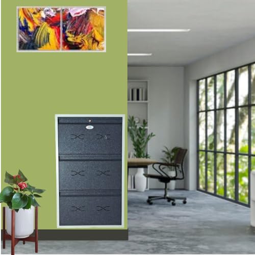 Image of I Double Decker Metal Shoe Rack I Single Lock I Wall Mounted I 3 Shelve (GreyColour) I Coad LC 2DDL-03 GR I Height 43 Inches, Width 26 Inches, Depth 7.5 InchesI 3 Years Warranty.