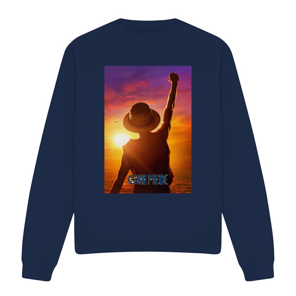 One Piece Luffy Sunset Poster Unisex Sweatshirt, Navy, XX-Large
