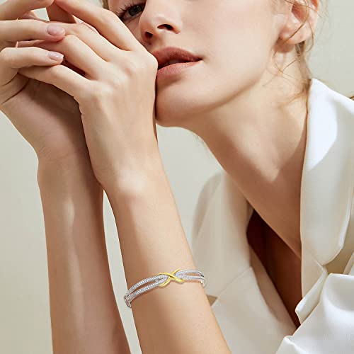Angelady Infinity Bracelet for Womens, Silver Infinity Bracelets Bangles for Women Rose/Yellow Gold Bracelets Ladies Bracelets Birthday Mother's Day Gifts for Women/Mum/Wife - Image 7