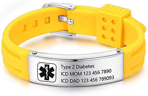 Damei Personalized Silicone Adjustable Medical Alert Bracelets Waterproof Sport Emergency Id Name Bracelets For Men Women cover
