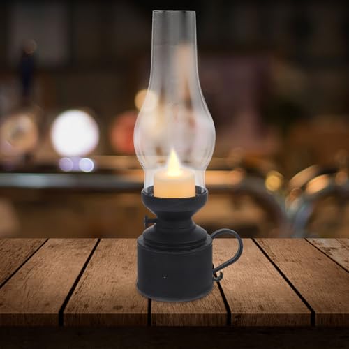 Lámpara de vela LED vintage: ilumina tus noches en el hogar con este farol portátil negro 8