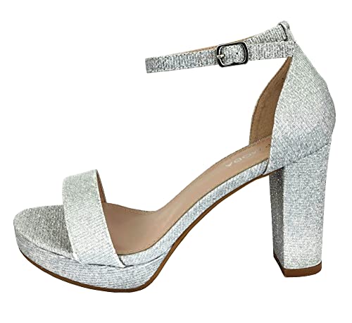 Top Moda Over The Toe Strap Ankle Strap Platform High Heel Open Toe Dress Sandal, Silver, 8 #TOP1