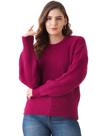 Image of Modeve Solid Round Neck Casual Women Sweater||Winterwear||