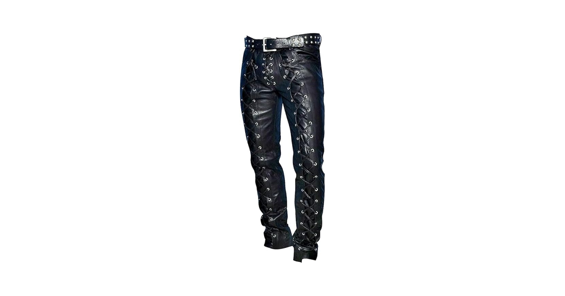 y*7様 Blackmeans leather pants cowskin Veramuse Men's Genuine Cowhide Leather Front & Back Laced Up