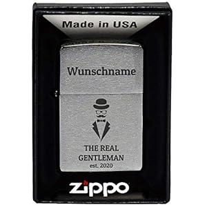 geschenke-fabrik.de Feuerzeug mit Gravur – personalisiert optional mit Geschenkset – Geschenk für Männer, Papa oder…