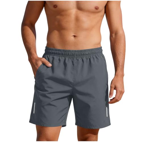 Men Quick Dry Board Shorts Big and Tall Surf Workout Gym Swim Trunks No Liner Lightweight Resort Vacation Shorts Dark Gray