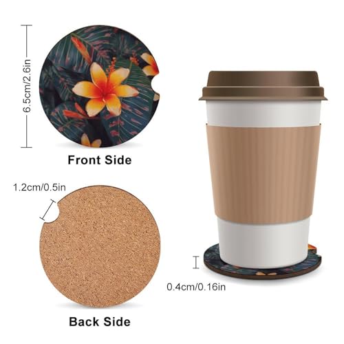 Portavasos para auto con diseño flor hawaiana 2.6 in 2 piezas miniatura 2