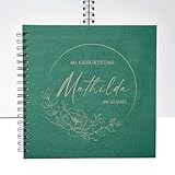 Gästebuch Geburtstag Leinen, personalisiert Geburtstagsgästebuch, Ringbuch 25 x 25 cm, Fotoalbum blanko leer Blumen, für Frau und Mann, 18|30|40|50|60|70 runder Geburstag, Feenstaub