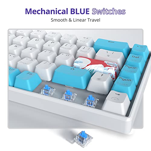 Owpkeenthy Wired 65% Mechanical Gaming Keyboard With Blue Switch 60% Ultra Compact Rgb Gaming Keyboard Backlit Keys N-Key Rollover For Pc Ps5 Xbox(Blue/ 68 Blue Switch) #TOP1