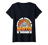 donna divertente maglia motociclista nato per andare in moto maglietta con collo a v