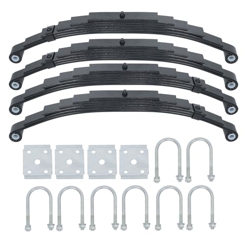Thomletha 7000lbs Tandem Trailer Axle Suspension Kit - 6 Leaves 3500lbs Trailer Double Eye Spring U-bolt Kit