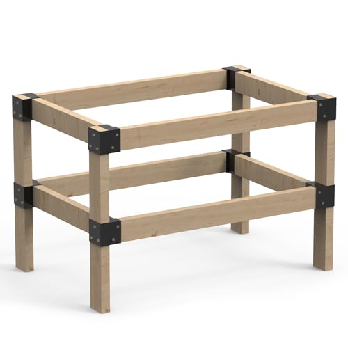 Neorexon 2' x 4' Basics Workbench Kit, 8 PCS Heavy Duty 3-Way Brackets for Garage Workbench Legs Brackets, Metal DIY Work Bench Kit Suitable for Shelving, Work Table, Lumber Not Included