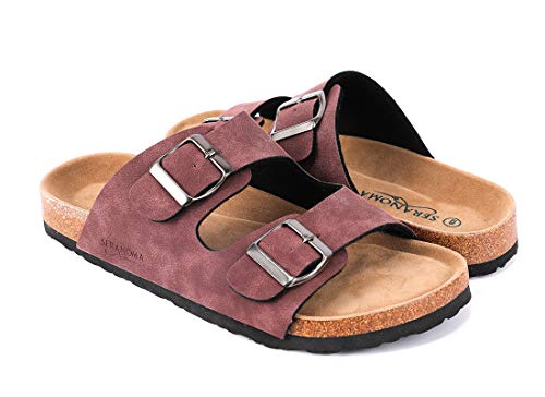 Seranoma Slide Sandals For Women - Comfortable Slip On Cork Footbed Sandals With Adjustable Buckles - Ladies Slip-Resistant Platform Summer Flat Sandals For Beach, Home, Indoor And Outdoor Use #TOP1