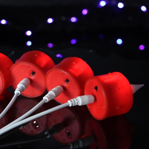Velas de té LED recargables rojas sin llama con mecha 3D blancas cálidas pack 12 4