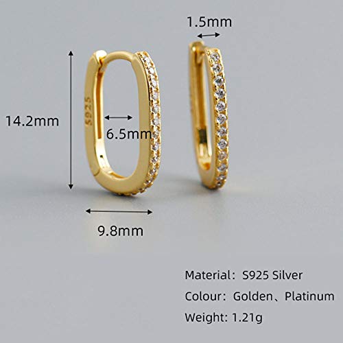 Mini Small Rectangle Oval Hoop Earrings Sterling Silver Cubic Zirconia Geometric U Shaped Hoop Earrings For Women #TOP1